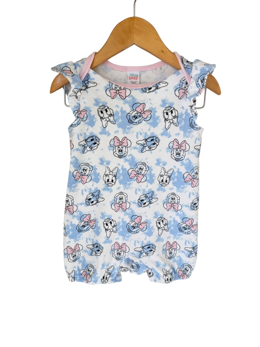 Disney Minnie Mouse & Daisy Blue & Pink Ruffle Sleeve Romper